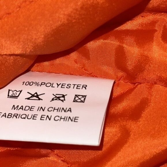 Dabwoods Orange Satin Bomber Jacket With Striped Ribbed Trim & Snap Buttons - Picture 4 of 12